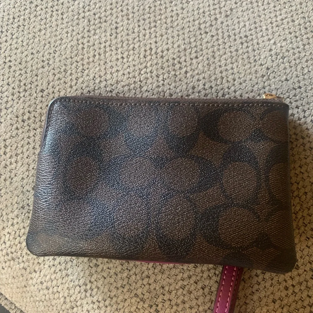 Coach Brown and Magenta Wristlet - Picture 2 of 4